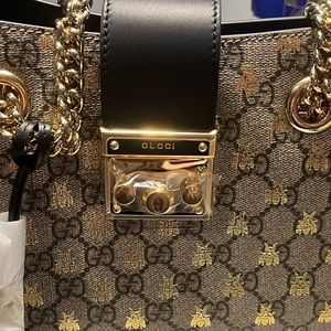 New Gucci GG Padlock Tote Bees